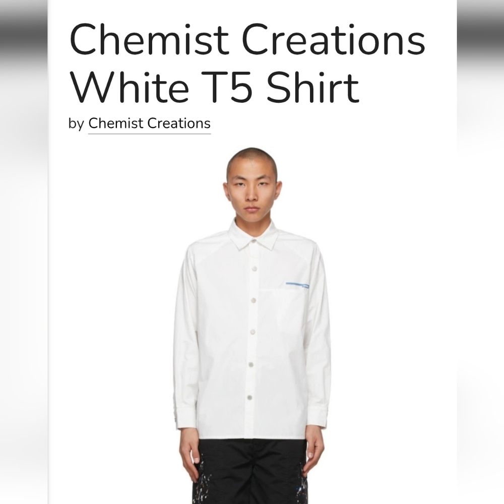 NWT Chemist Creations White T5 Shirt Futuristic Streetwear Button-Up Logo M